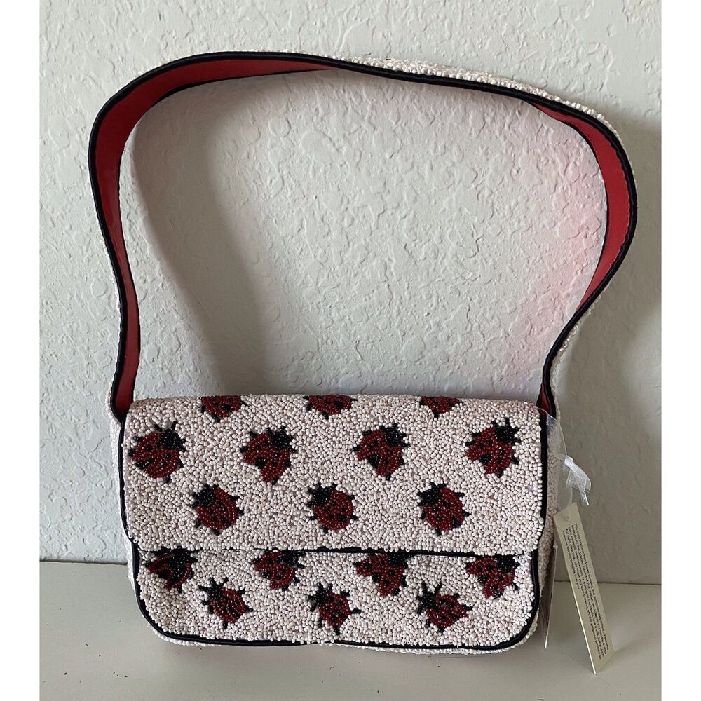 Handcrafted In‎ India Ladybug Beaded Shoulder Bag Purse Viral NEW
